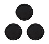 Kznifmk 3X Camera Plastic Side Pinch Clip on Front Lens Cap Protective Cover Black 49mm