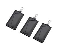 Kznifmk 3X Keychain Men Women Key Holder Organizer Pouch Car Key Bag Wallet Housekeeper Key Case Mini Card Bag Black