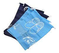 Kznifmk 4 Pcs Shoe Bags Dust-Proof Drawstring with Transparent Window Travel Shoe Storage Bags