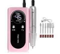 Kznifmk 45000RPM Electric Portable Nail Drill Machine Rechargeable Low Noise Nail Sander File for Manicure Salon Tool Easy Install Easy to Use Pink