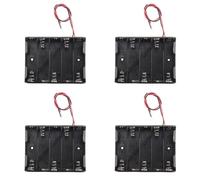 Kznifmk 4pcs 5 X 1.5V AA Battery Slot Holder Case Box Wire Black