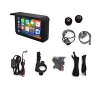 Kznifmk 5 Inch Motorcycle Display Wireless Carplay Android Portable Navigation GPS Screen Dual Camera Tire Pressure Monitor Kits
