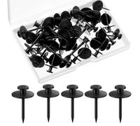 Kznifmk 50 Pcs Double Headed Picture Hangers Nails Thumb Tacks Small Headed Hanging Nails Push Pins Decorative Wall Hooks Black
