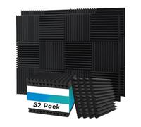 Kznifmk 52 Pack Acoustic Foam Panels,1x12x12Inches Sound Proof Foam Panels for Walls, Acoustic Panels Sound Absorbing Black