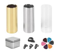 Kznifmk 60mm Guitar Slide Set,Stainless Steel Metal/Glass Finger Slides 6 Pcs Guitar Picks,and 4 Finger Picks Guitar Accessories