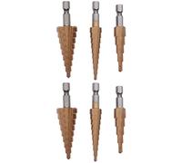 Kznifmk 6Pc Hss Step Cone Taper Drill Bit Set Metal Hole Cutter Metric 3-12 4-12 4-20mm 1/4 Inch Titanium Coated Metal Hex Taper