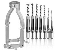 Kznifmk 7 Pcs Square Hole Drill Bit Power Tool for Drill Machines with 1 Square Hole Drill Bit Adapter