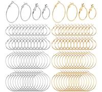 Kznifmk 96Pcs Hoop Earrings Finding, for Jewelry Making, Gold Silver Open Beading DIY Earrings Craft Art Accessories