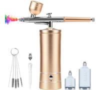 Kznifmk Airbrush - Kit Rechargeable Cordless Airbrush Compressor Accessories Nail Art Airbrush Kit Portable Airbrush for Nails, Cake
