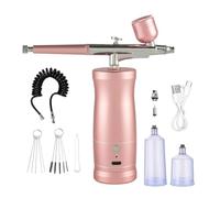 Kznifmk Handheld Airbrush Rechargeable Airbrush Compressor Airbrush Set for Nail Art Barber Makeup Painting Pink