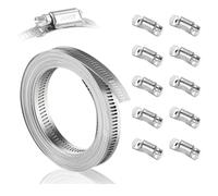 Kznifmk Hose Clamp 12ft 10 Pieces Strong Fastener Combo Kit Adjustable Pipe Clamp Band Clamp for Pipeline Automotive Mechanics