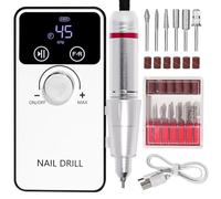 Kznifmk Nail Drill Portable Rechargeable Nail Drill Machine with Bits Kit for Acrylic Nails Gel Polishing Removing for Home