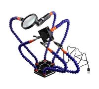 Kznifmk PCB Soldering Holder Helping Hands LED Lamp 3X Magnifying Glass for Electronic Welding Third Hand Fresnel Lens