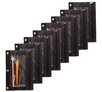 Kznifmk Pencil Pouches,Zippered Binder Fabric Pencil Pouch 3 Rings with Clear Window for School Classroom Organizers