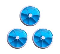 Kznifmk Pill Box, 7 Day Pill Dispenser, Round Pill Box, Mini 7 Day Circular Shape Rotary Style Pill Cases Blue