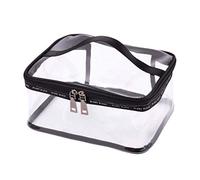 Kznifmk Portable Clear Makeup Bag Zipper Waterproof Transparent Travel Storage Pouch Cosmetic Toiletry Bag With Handle(2 Pack) Black-M