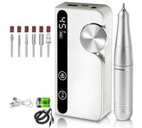 Kznifmk Professional 45000RPM Electric Portable Nail Drill Machine Rechargeable Low Noise Nail Sander File White
