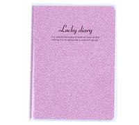 Kznifmk PVC Cover Pink Glitter Powder Decor Diary Memo Book Notepad 80 Sheets