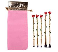 Kznifmk Rose Makeup Brush Set Beauty Makeup Brush for Eyeshadow Contour-Gold