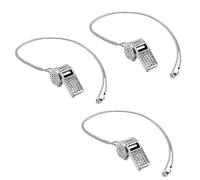 Kznifmk Silver Necklace Style, Exquisite Diamond-Encrusted Referee Whistle, Cute Rhinestone Whistle, Metal Whistle