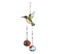 Kznifmk Stained Glass Feeder Wind Chime Bird Water Feeder to Feed Birds Easy Install Easy to Use C