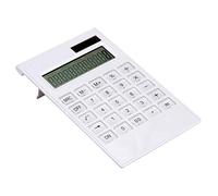 Kznifmk Ultra Thin Portable Thin AAA Battery Solar Powered Dual Power Calculator Screen 12 Digit Office Calculator, White