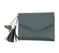 Kznifmk Women Simple Leather Wallet Tassel Coin Purse Card Holders#2(Green)