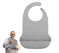 KZNKZN 1 Pcs Gray Adult Bib,Washable Silicone with Pocket Adult Bib Waterproof Adult Eating Bib Reusable Dirty-Proof Apron Mealtime Crumb Catcher for Elderly Senior
