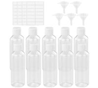 KZNKZN 10 Pack Refillable 100 ml Clear Travel Bottle Empty Transparent Containers Bottles with 5pcs Funnels and 4 Sheets Free Labels for Packing Toiletries Shampoo Cosmetic Liquid