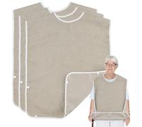 KZNKZN 3 Pack Adult Bibs for Elderly Washable, Feeding Adult Bib with Crumb Catcher Waterproof Clothing Protectors for Adult Elderly and Disabled(Brown)