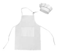 KZNKZN Kids Apron And Chef Hat Set, Kids Baking Set?Toddler Apron?Adjustable Children Kitchen Chef Apron With 2 Pockets For Cooking Baking Painting Crafting(White, Large)