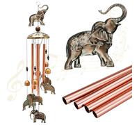 KZNKZN Wind Chimes, Elephant Wind Chimes, Elephant Gifts, Outdoor Decorative Wind Chimes, Vintage Memorial Wind Chimes Friends, Gifts for Elders, Elephant Copper Ornament Birthday