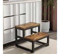 KZOBYD Double Nursery Step Stool for Kids, Non-Slip Toddlers Stool Sturdy Footstool Plants Shelf, Multiuse Booster Step, 2-Tier Wooden Step Ladder Chair for Kitchen Bathroom Toilet
