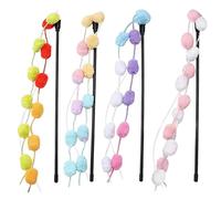 Kzouenzu Cat Wand, Interactive Cat Wand, 47.2 Inch 4 Rainbow Ribbon Chopsticks, for Interactive Indoors, Pet Toys [Spherical]
