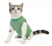 kzrfojy Cat Surgery Recovery Suit Professional for Surgical Abdominal Wound Or Skin Diseases E-Collar Alternative for Cats Dogs After Surgery Wear Pajama Suit (Green, Medium)