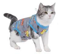 kzrfojy Cat Surgery Recovery Suit Professional for Surgical Abdominal Wound Or Skin Diseases E-Collar Alternative for Cats Dogs After Surgery Wear Pajama Suit (Gray, Large)