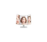 Kztm Vanity Cosmetic/Makeup Mirror with LED Lights, Touch Screen, Magnification Tri-Fold 2X 3X Magnifying, 180° Free Rotation, Dual Power Supply for Bedroom And Bathroom (White)