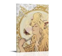 KZXBOCXHV Alphonse Mucha Poster Canvas Wall Art Home Prints Canvas Print Home Gym Office Wall Bedroom Decorative Retro Wall Color Wall Decoration12x18inch(30x45cm) Frame-style