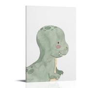 KZXBOCXHV Cute Watercolor Dinosaurs Poster Canvas Wall Art Home Prints Canvas Print Home Gym Office Wall Bedroom Decorative Retro Wall Color Wall Decoration24x36inch(60x90cm) Frame-style