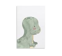KZXBOCXHV Cute Watercolor Dinosaurs Poster Canvas Wall Art Home Prints Canvas Print Home Gym Office Wall Bedroom Decorative Retro Wall Color Wall Decoration20x30inch(50x75cm) Unframe-style
