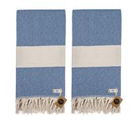 KZY LONDON Beach Towel 2 Pack Large Turkish Beach Towels for Camping, Swimming, Gym - Quick Dry, Absorbent, Lightweight,%100 Cotton 100x180cm Hammam Towels for Adults (2 Set, Blue)