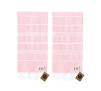 KZY LONDON Beach Towel 2 Pack Large Turkish Beach Towels for Camping, Swimming, Gym - Quick Dry, Absorbent, Lightweight,%100 Cotton 90x180cm Hammam Towels for Adults (2 Set, Light Pink)