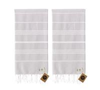 KZY LONDON Beach Towel 2 Pack Large Turkish Beach Towels for Camping, Swimming, Gym - Quick Dry, Absorbent, Lightweight,%100 Cotton 90x180cm Hammam Towels for Adults (2 Set, Grey)