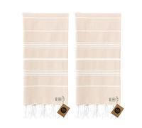 KZY LONDON Beach Towel 2 Pack Large Turkish Beach Towels for Camping, Swimming, Gym - Quick Dry, Absorbent, Lightweight,%100 Cotton 90x180cm Hammam Towels for Adults (2 Set, Beige)