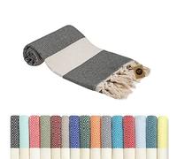 KZY LONDON Beach Towel - Large Turkish Beach Towels for Camping, Swimming, Bath, Gym, Picnic - Quick Dry, Super Absorbent, Lightweight, Compact Cotton Hammam Towels for Adults, Men, Kids (Black, 1)