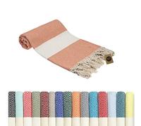KZY LONDON Beach Towel - Large Turkish Beach Towels for Camping, Swimming, Bath, Gym, Picnic - Quick Dry, Super Absorbent, Lightweight, Cotton Hammam Towels for Adults (1, Orange)