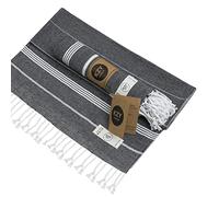 KZY LONDON Original Turkish Hand Towel (Set of 2) for Kitchen and Bathroom - 100% Cotton, 45 x 90 cm Decorative Hand, Face, Hair, Gym, Tea, Dishcloth, Bath Pack 2 (Black)