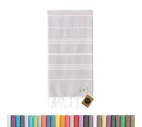 KZY LONDON Turkish Beach Towel - Large Travel Towels for Camping, Swimming, Gym - Thin, Quick Dry, Absorbent, Lightweight, Cotton 90x180cm Hammam Towels for Adults (Grey)