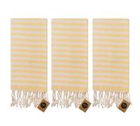 KZY LONDON Turkish Hand Towel (Set of 3) for Kitchen and Bathroom - 100% Cotton Prewashed Decorative Peshtemal Towels for Face, Hand, Hair, Yoga, Dishcloth, Tea Towel(Yellow)