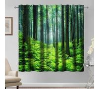 Kzzfqxb 107×160cm Forest Curtains 2 Panels, Lush Trees Luxuriant Bushes Shrubs Green Forest Jungle Tropical Rainforest Woodland Drapes for Living Room Bedroom, Green and Fresh